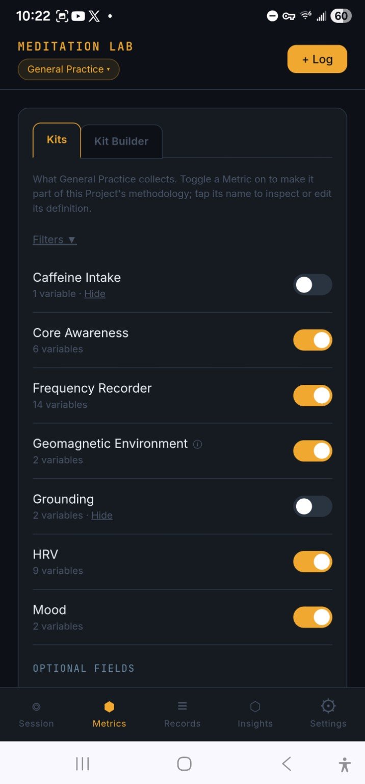 Meditation Lab Metrics screen